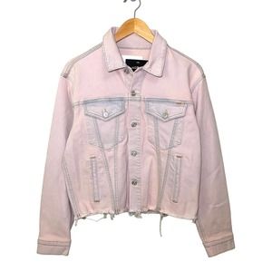 MOTHER Pink Cropped Denim Jacket